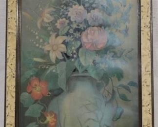 Lot# 4996 - Antique Framed Print Flower 