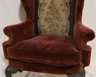 Lot# 5022 - Antique Needlepoint Back Chair