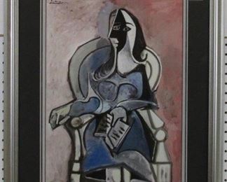 9004 Woman in Armchair reading a book giclee by Pablo Picasso