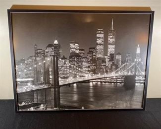 Beautiful framed print of the New York City Skyline featuring the Brooklyn Bridge
