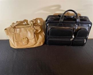 Light Brown Coach Purse & Black McKlein Laptop Bag, Comes with Strap