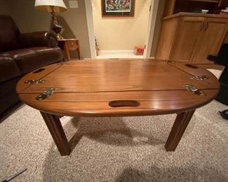 Wooden Foldable Table that is just over 3ft long with a width of 2.5ft and a height of 1.5ft.