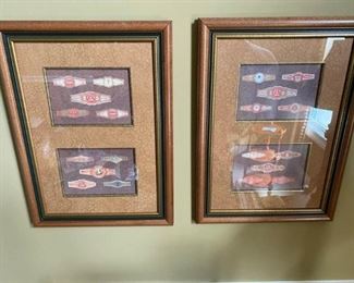 Two photos of framed cigar wrappers, they are 1.5ft tall and just over 1ft long.