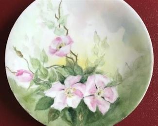 SB roses hand painted limoges plate