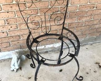 black wrought iron chair