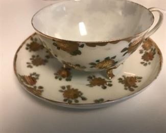 gold crysanthemums cup  saucer