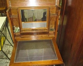 Antique drop front vanity insides