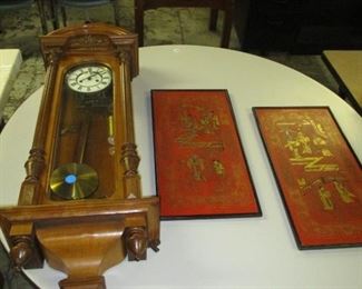 Antique wall clock and Japanese art