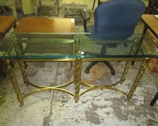 Brass and glass sofa table