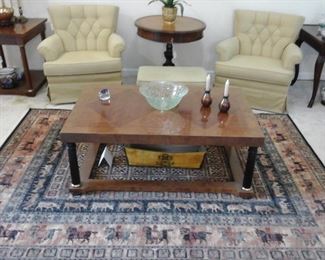 Baker furniture co. coffee table, Couristan Kashimar collection rug  