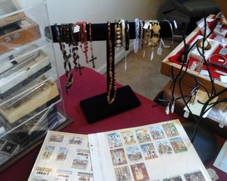 postage stamps, costume jewelry 