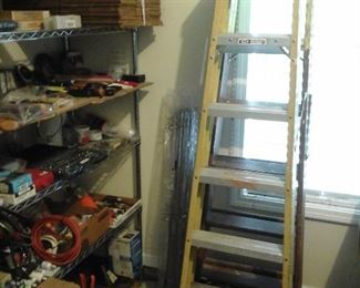 ladder, hand tools,  hardware etc. 