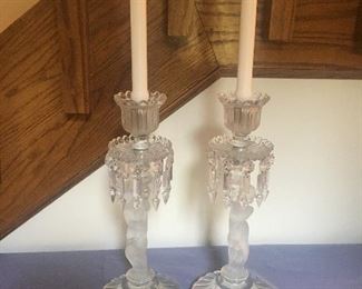 Rare Baccarat Figural Putti Candlesticks