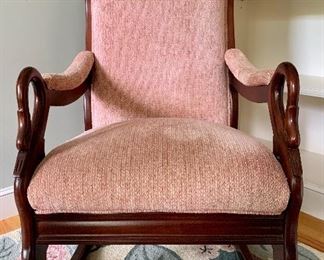 Item 7:  Vintage Upholstered Goose Neck Rocker - 24" x 22" x 42" tall: $175