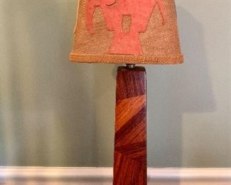 Item 4:  Whimsical, vintage arts and crafts style wood lamp with felt animal shade - 19.5": $24