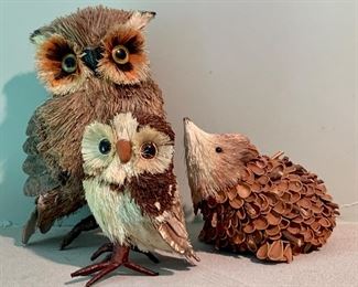 Item 57:  Woodland creatures, set of 3: $28                                                            Large owl - 7"                                                                                                  Small owl & hedgehog - 4"                                                                                                  