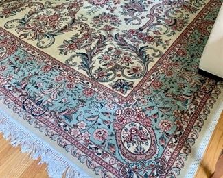 Item 59:  Noor Oriental Rug Co. Cambridge, MA - 116.5" x 166": Beautiful colors! Aqua, ivory and mauve: $950
