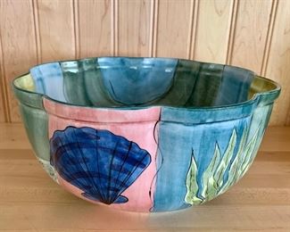 Item 66:  Laurie Gates ocean motif bowl - 13" x 6.5": $14