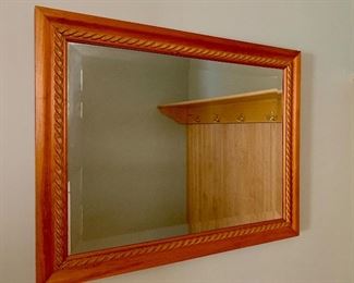 Item 63:  Barley twist inlay rectangular mirror - 28.25" x 22": $65