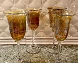 Item 69:  4 - Handblown Wine Glasses, Roland Correia - signed: 3.5" x 9.5": $135
