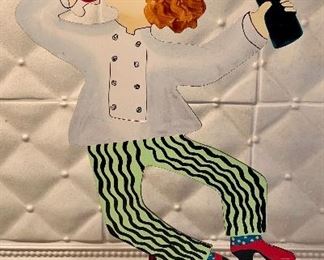 Item 80:  Whimsical Signed Judie Bomberger Chef Metal Sculpture: $40