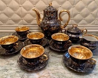 Item 72:  Vintage Favolina Demitasse Set with Teapot, Sugar, Creamer, 6 cups & 6 saucers, made in Poland: $38