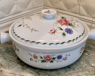 Item 242:  Vintage Andrea By Sadek Flowers -Oven To Table Cookware Casserole: $24