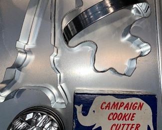 Item 263:  Lot of assorted cookie cutters - especially love the vintage GOP Elephant Cookie Cutter in Original Box: $10