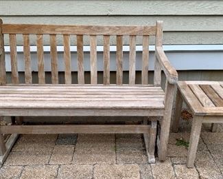 Item 75:  Smith & Hawken Teak rocking bench - 47" x 18" x 33": $475                                                                                                       Item 76:  Gloster Teak Side Table - 15.5" x 19.5" x 17": $125