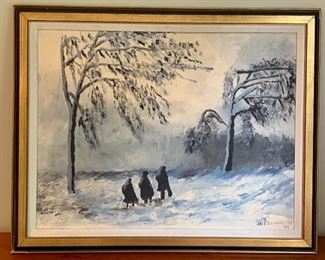Item 89:  "Winter Scene" by Jack Feinstein (1965) - 30.5" x 24.5": $175