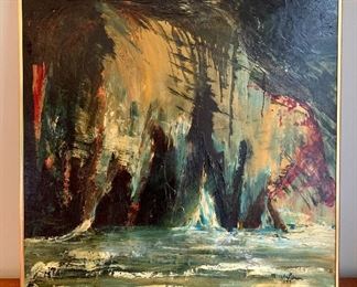 Item 91:  Oil on canvas by M. Waldron ('77) - 24" x 24": $125