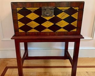 Item 102:  Black & gold box on stand - 18.5" x 12.5" x 24.5" (matches lamp!): $95