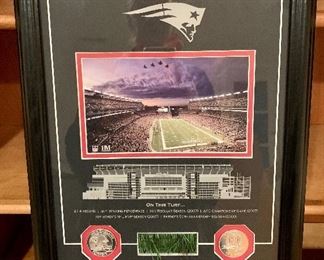 Item 112:  Framed Gillette Stadium turf - 13.5" x 18": $145