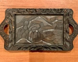 Item 141:  Carved wood tray - 18.5" x 10": $14
