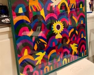Item 144:  Colorful South American embroidery - 31" x 28.5": $125