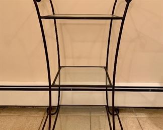 Item 154:  Iron & glass tiered stand - 22" x 13" x 32": $60