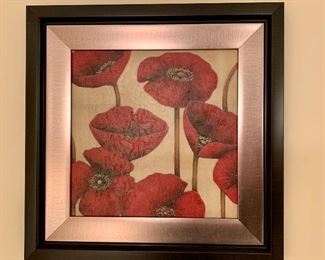Item 162:  "Red flowers" - 17.5" x 17.5": $28 