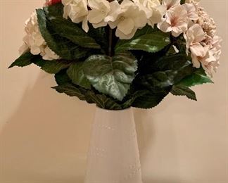 White vase with flowers: $10