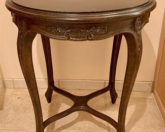 Item 156:  Circular carved side table - 24" x 28": $85