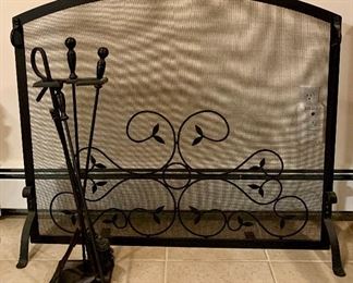 Iron fire screen and tools$100