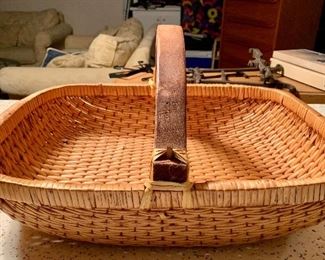 Item 211:  Large basket with wood handle: $16