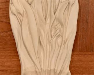 Cast resin wall hanging around 12" long - feat flowers and a little fairy:  $14