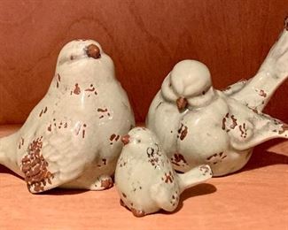 Family of pale sage, ceramic birds: $14