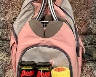 2 Tennis rackets, Pink racket bag, two cans o balls and ball saver: $30