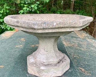 Cement, maybe 18" tall, bird bath - the kind you might put on a pedestal or stand: $40