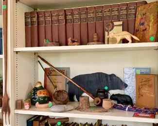 Books on the upper shelf are 'The Library of Southern Literature' - 16 volumes.