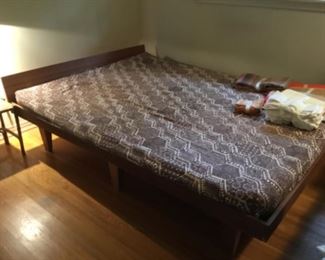 Platform bed with headboard - appears to be handmade