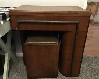 Rare 1941 Art Deco Singer sewing machine with matching stool.