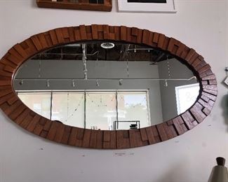 Oval Wood relief Mirror