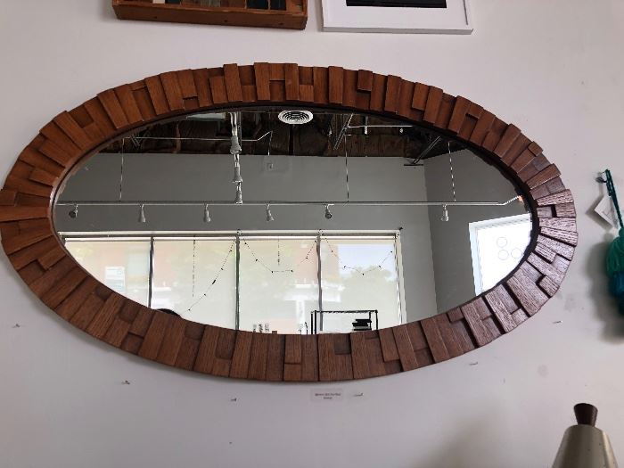 Oval Wood relief Mirror